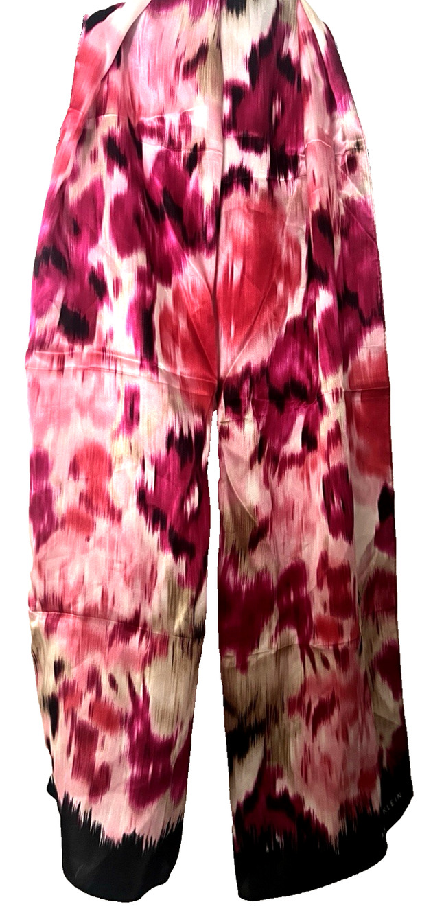 HOT PINK & BLACK Designer Anne Klein 100% Silk Rectangle Scarf WrAP EXCELLENT
